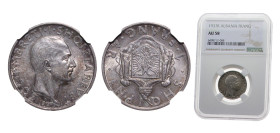 Albania Kingdom 1937R 1 Frang Ar - Zog I Silver (.835) Rome mint 5g NGC AU58 KM16