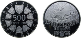 Austria Second Republic 1986 500 Schilling (European Conference) Silver (.925) Vienna mint 24g PF KM2979