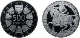 Austria Second Republic 1986 500 Schilling (Prince Eugene of Savoy) Silver (.925) Vienna mint 24g PF KM2978