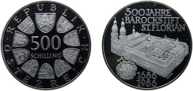 Austria Second Republic 1986 500 Schilling (St. Florian's Abbey) Silver (.925) (Copper .075) Vienna mint 24g PF KM2976