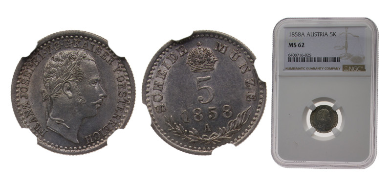 Austria Austrian Empire 1858A 5 Kreuzer - Franz Joseph I Billon (.375 silver) 1....