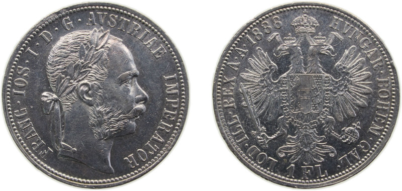 Austria Austrian Empire Austro-Hungarian Empire 1888 1 Florin - Franz Joseph I S...