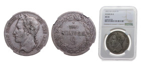 Belgium Kingdom 1833 5 Francs - Léopold I Silver (.900) Brussels mint 25g NGC XF45 KM3 LABFM-124 LABFM-125