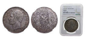 Belgium Kingdom 1850 5 Francs - Léopold I Silver (.900) Brussels mint 25g NGC AU50 KM17 LABFM-126