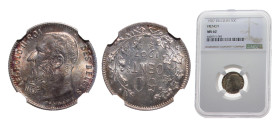 Belgium Kingdom 1907 50 Centimes - Léopold II (French text) Silver (.835) Brussels mint 2.5g NGC MS62 KM60 LABFM-70 Schön20