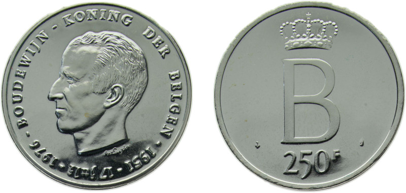 Belgium Kingdom 1976 250 Francs - Baudouin I (25th Anniversary of Accession; Dut...