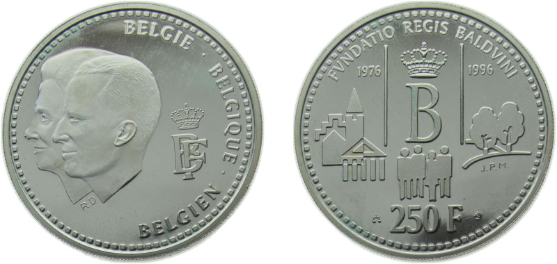 Belgium Kingdom 1996 250 Francs - Albert II (Baudouin Foundation) Silver (.925) ...