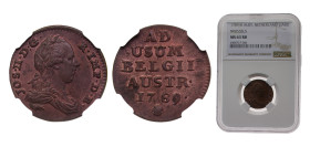 Belgium Austrian Netherlands Possession 1789/8 1 Liard / 1 Oord - Joseph II Very Rare Copper 3.75g NGC MS63 KM30