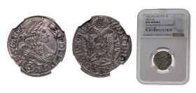 Bohemia Kingdom Holy Roman Empire 1666SHS 3 Kreuzer - Leopold I (Breslau) Silver Breslau 1.6g NGC UNC KM471