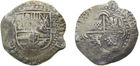 Bolivia Spanish colony 1650Po 7½ Reales - Philip IV, 8 Reales COB with crowned-L countermark Silver (.859) Potosi mint 22.3g VF KMC19.2