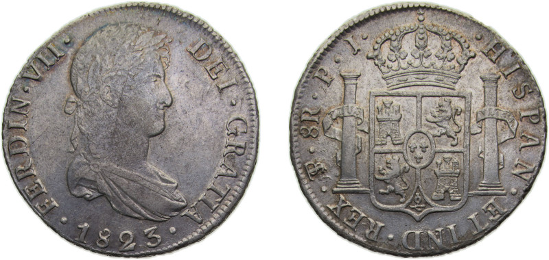 Bolivia Spanish colony 1823PTS PJ 8 Reales - Ferdinand VII Silver (.896) Potosi ...
