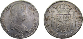Bolivia Spanish colony 1823PTS PJ 8 Reales - Ferdinand VII Silver (.896) Potosi mint 26.7g AU KM84