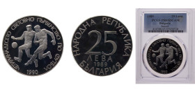 Bulgaria People's Republic 1989 25 Leva (1990 World Cup Soccer) Silver (.925) 23.33g PCGS PR65 KM187