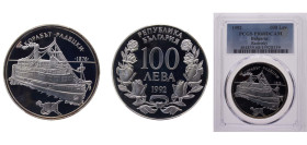 Bulgaria Republic 1992 100 Leva (Rasdetzky Ship) Silver (.925) 23.23g PCGS PR68 KM212