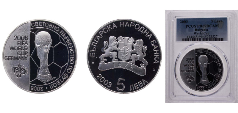 Bulgaria Republic 2003 5 Leva (World Football Cup 2006) Silver (.925) 28.28g PCG...