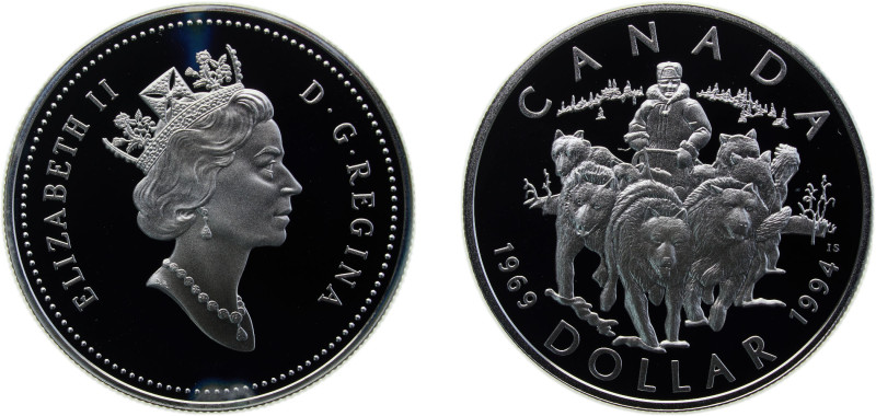 Canada Commonwealth 1994 1 Dollar - Elizabeth II (RCMP Northern Dog Team Patrol)...