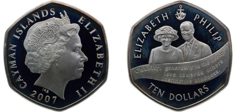 Cayman Islands British colony 2007 10 Dollars - Elizabeth II (Diamond Wedding An...