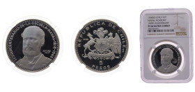 Chile Republic 1968So 5 Pesos (150th Anniversary of Naval Academy) Silver (.999) Santiago mint 22.5g NGC PF66 KM182
