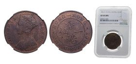 China Hong Kong British colony 1863 1 Cent - Victoria Bronze 7.53g NGC XF45 KM4.1 KM4.2 KM4.3