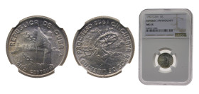 Cuba First Republic 1952 10 Centavos (50th. Anniversary of the Republic) Silver (.900) (silver 90%, copper 10%) Philadelphia mint 2.5g NGC MS65 KM23 Y...