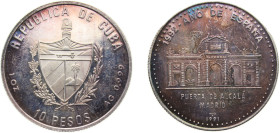 Cuba Second Republic 1991 10 Pesos (Alcala Gate) Silver (.999) Havana mint 31.1g PF KM348 JMAAAEE514