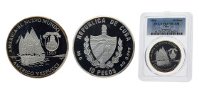 Cuba Second Republic 1996 10 Pesos (Amerigo Vespucci) Silver (.999) 20g PCGS PR67 KM587
