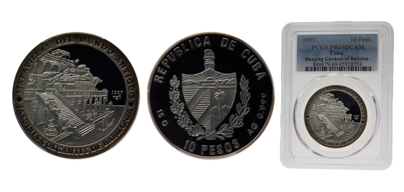 Cuba Second Republic 1997 10 Pesos (Hanging Gardens of Babylon) Silver (.999) 15...