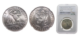Czechoslovakia People's Republic 1948 100 Korun (Independence) Silver (.500) 14g NGC MS64 KM27 Schön34