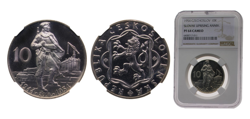 Czechoslovakia People's Republic 1954 10 Korun (Slovak Uprising) Silver (.500) 1...