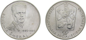 Czechoslovakia Socialist Republic 1980 100 Korun (Bohumír Šmeral) Silver (.500) 9g UNC KM102