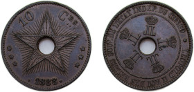 Democratic Republic of the Congo Congo Free State 1888 10 Centimes - Léopold II Copper 20.1g UNC KM4 LAVCM-5