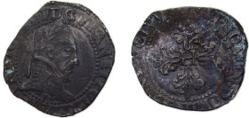 France Kingdom 1575-1589 F 1 Franc - Henry III Silver (.833) Angers mint 14.2g XF Dy1130