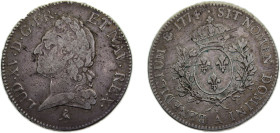 France Kingdom 1774A 1 Écu - Louis XV Silver (.917) Paris mint 28.8g VF Dy1685 GadR323