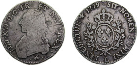 France Kingdom 1779L 1 Écu - Louis XVI Silver (.917) Bayonne mint 28.8g VF Dy1708 GadR356 KM564.9