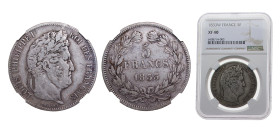 France Kingdom 1833W 5 Francs - Louis-Philippe I Silver (.900) Lille mint 25g NGC XF40 KM749 F324 Gad678