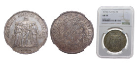 France Third Republic 1878K 5 Francs Silver (.900) Bordeaux mint 25g NGC AU53 F334 Gad744 KM820