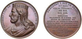 France Kingdom 1840 Medal, Rois de France: Dagobert I, Armand Auguste Caqué Bronze Paris mint UNC