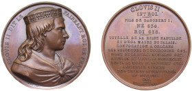 France Kingdom 1840 Medal, Rois de France: Clovis II, Armand Auguste Caqué Bronze Paris mint UNC