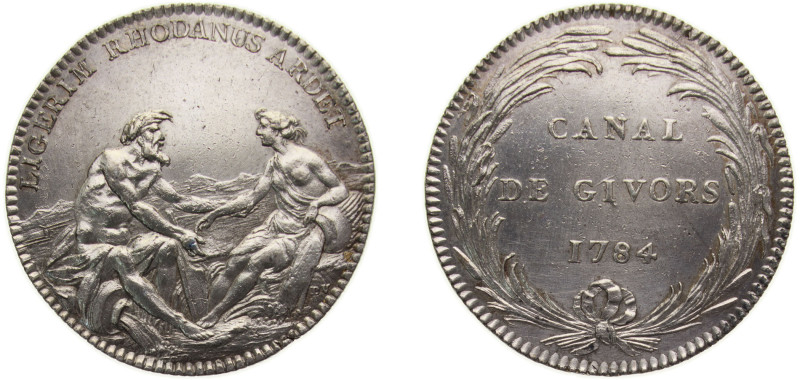 France Kingdom 1784 Jeton, CANAUX ET TRANSPORTS FLUVIAUX CANAL DE GIVORS Silver ...