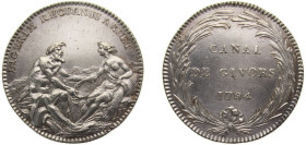 France Kingdom 1784 Jeton, CANAUX ET TRANSPORTS FLUVIAUX CANAL DE GIVORS Silver 12.8g AU