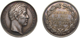 France Kingdom 1827 Charles X - Jeton, VISITE DU ROI CHARLES X À SAINT OMER Silver 9.2g AU