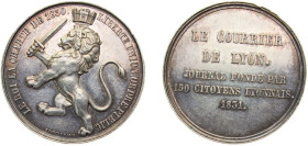 France Kingdom 1831 Jeton, Le Courrier de LYON Silver 15.2g AU