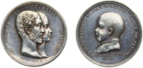 France Kingdom 1838 Medal - Duke and Duchess of Orléans Silver 7.7g AU