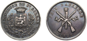 France Kingdom 1843 Jeton, ARQUEBUSE DE SAINT SILLAS Silver 9.8g AU