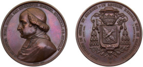 France Second Empire 1860 Medal, Nicolas-Théodore Olivier, évêque d'Évreux Bronze Paris mint 59.5g UNC