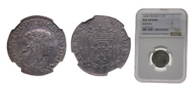 France Principality of Dombes France - Feudal 1665 1⁄12 Ecu - Anna Mary Louise (4th type) Silver 2.27g NGC UNC KM40 PA5225 Divo Dombe231, 233, 235 Dy ...