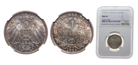 Germany Germany - 1871-1948 Second Empire 1914D 1 Mark - Wilhelm II (type 2 - small shield) Silver (.900) Munich mint 5.556g NGC MS64 KM14 AKS2 J17 Sc...
