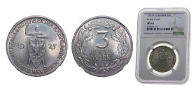Germany Germany - 1871-1948 Weimar Republic 1925A 3 Reichsmark (Rhineland) Silver (.500) 15g NGC MS63 KM46 AKS73 J321