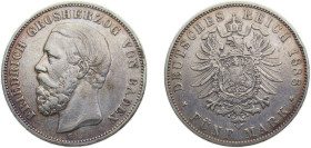 Germany Grand-duchy of Baden Second Empire 1888G 5 Mark - Friedrich I Silver (.900) Karlsruhe mint 27.777g VF KM263 J27 J27 F