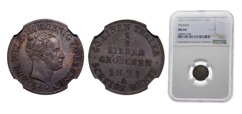 Germany Kingdom of Prussia 1821A ½ Silber Groschen - Friedrich Wilhelm III, Top ...